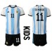 Maillot de foot Argentine Angel Di Maria #11 Domicile vêtements enfant Monde 2022 Manches Courtes (+ pantalon court)